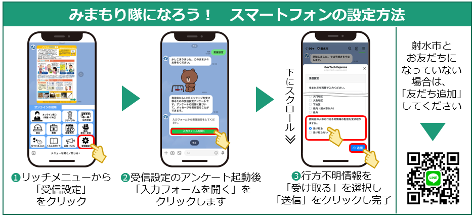 みまもり隊になるためのLINEの設定方法